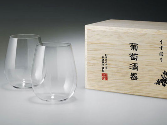 うすはり 葡萄酒器ボルドー ペア 木箱入 - ワイングラス
