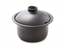 Heat Resistant Ceramic Stew Pot - Small Black