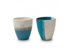 "Hidariuma" White & Blue Cup Set (Pair) 