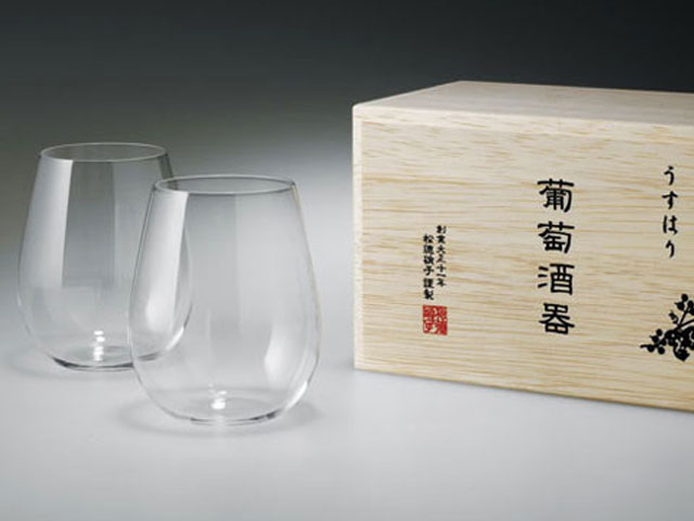 うすはり 葡萄酒器ボルドー ペア 木箱入 - ワイングラス