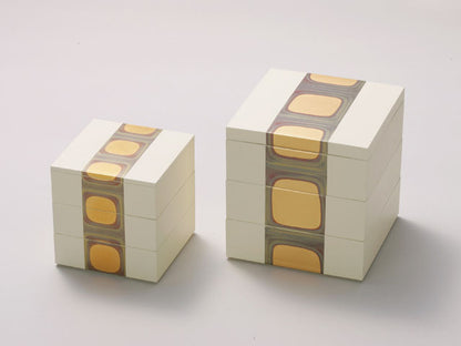 三段重 古代箔 - 金箔 重箱