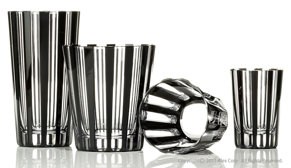 左より Tumbler　(タンブラー) , Old-Fashioned オールド) , Mini Old-Fashioned(ミニオールド),  Shot Glass(ショットグラス)