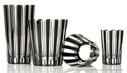 左より Tumbler　(タンブラー) , Old-Fashioned オールド) , Mini Old-Fashioned(ミニオールド),  Shot Glass(ショットグラス)
