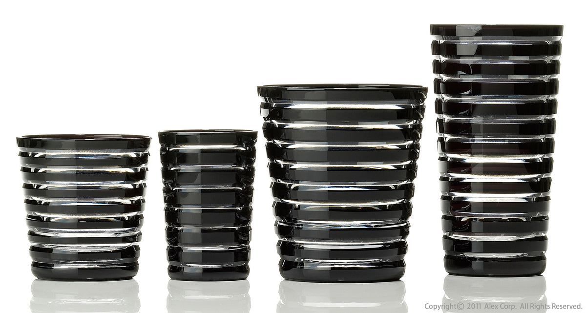 左より Mini Old-Fashioned（ミニオールド）, Shot Glass（ショットグラス）, Old-Fashioned（オールド）, Tumbler（タンブラー）