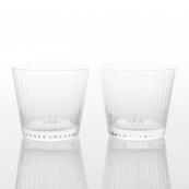 A Pair Sake Shot Glass  Bamboo Striped - Edo Kiriko 