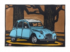 シトロエン・2CV - 木版画