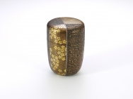 Sayanuri Gold-makie-lacquered Hoso-natsume Tea Canister