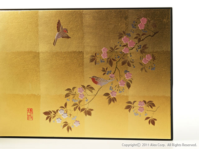 金沢金箔で有名な「箔一」のアートパネル 「花見鳥」 金沢金箔で有名な「箔一」のアートパネル 「花見鳥」 箔一】花見鳥