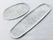 Pure tin rectangular plate Large & Small - “cracked ice”