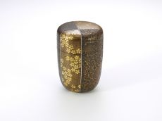 Sayanuri Gold-makie-lacquered Hoso-natsume Tea Canister