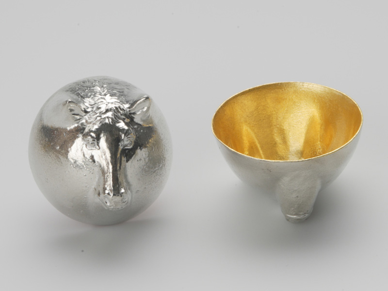 Horse] NOUSAKU pure tin sake cups of Chinese animal zodiac