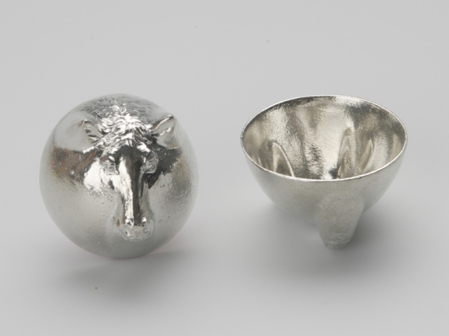 Horse] NOUSAKU pure tin sake cups of Chinese animal zodiac